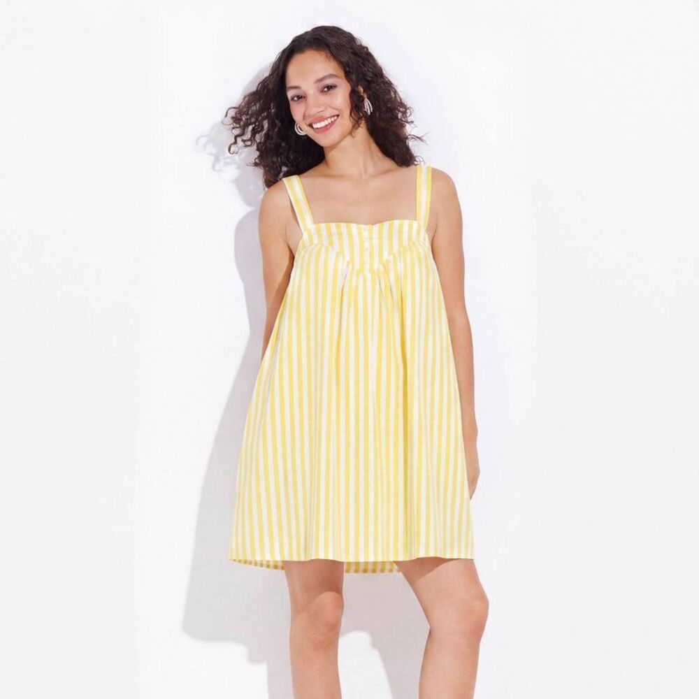 Women's Mini A-Line Dress - Wild Fable Yellow Striped XL